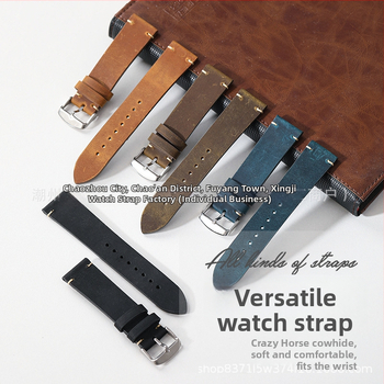 Remienok na hodinky z kože Crazy Horse, prvá vrstva pravej kože, pôvod Chaozhou, Huawei-kompatibilný, vintage/retro štýl