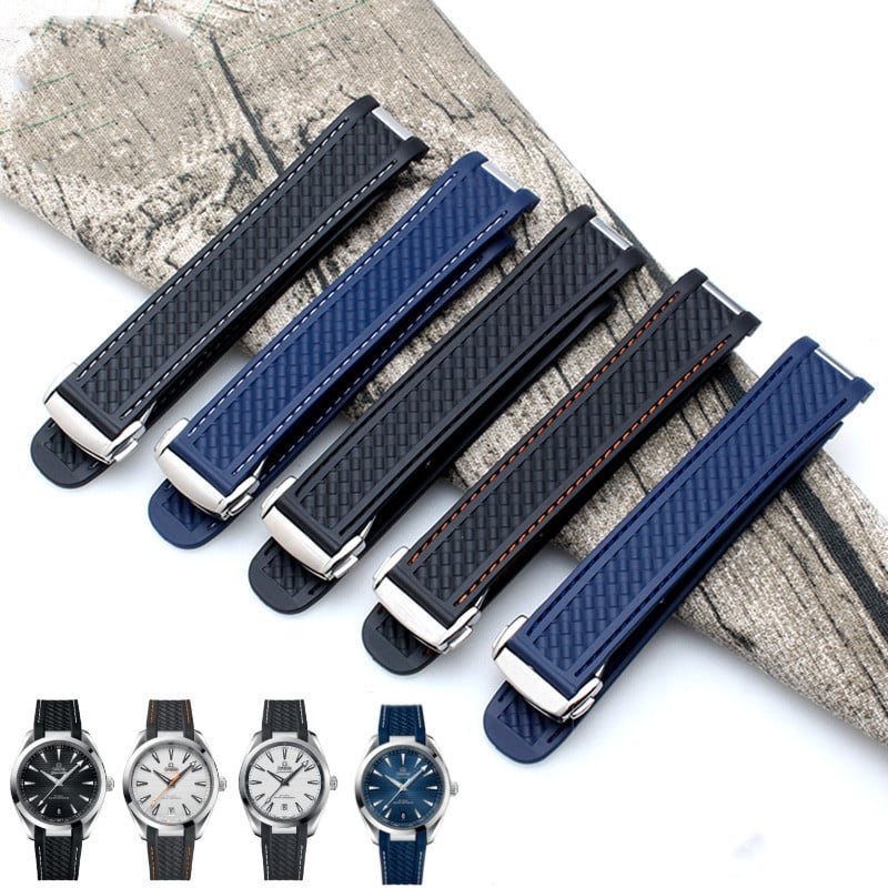 Omega Seamaster 150 λαστιχένιο λουράκι για άνδρες, με αναδιπλούμενο κούμπωμα – αδιάβροχο σιλικόνιο λουράκι