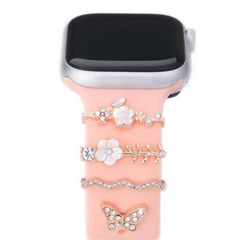 Curea din silicon pentru Apple Watch cu cataramă decorativă cu diamante și inel decorativ (Compatibil cu Apple Watch; Silicon; Cataramă cu diamante; Pachet 100; Vara 2024)