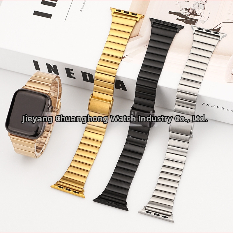 Nerezový Apple Watch pás s bambusovými článkami, 38–42 mm