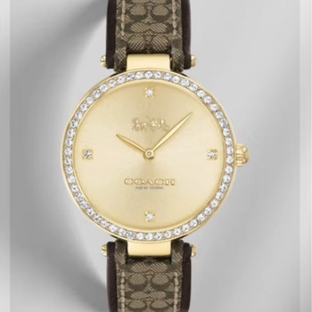 Kožený náramok na hodinky pre Coach PAKRK Series C s kvetinovým textilným vzorom – Zima 2023 – Elegantný, minimalistický, mestský štýl