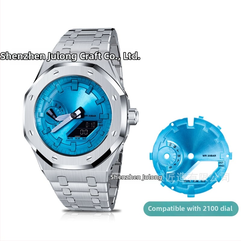 Kit de modificare a cadranului metal GA2100, cu model de soare și finisaj mat șlefuit