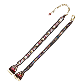 Brățară pentru ceas Samsung: stil boem, mărgele din piatră și cristal în 3 straturi, țesut manual, lanț cu cataramă tip shrimp, curea textilă, stil retro artistic