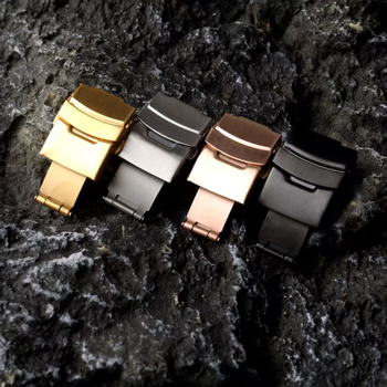 Cataramă dublă din oțel inoxidabil pentru bărbați și femei, pliabilă, compatibilă cu brățări de ceas din oțel și silicon