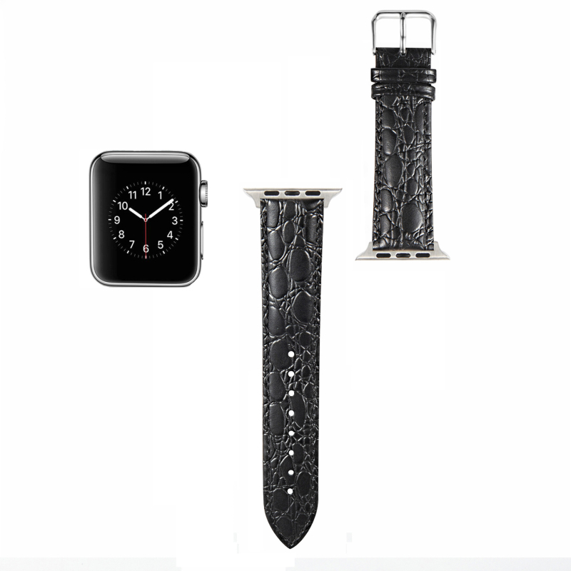Rongye narukvica od prave kože za Apple Watch s uzorkom krokodila i bambusa, kompatibilna s Apple Watch generacije 1–5