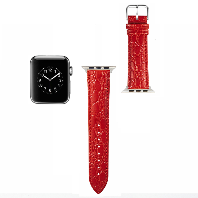 Rongye narukvica od prave kože za Apple Watch s uzorkom krokodila i bambusa, kompatibilna s Apple Watch generacije 1–5
