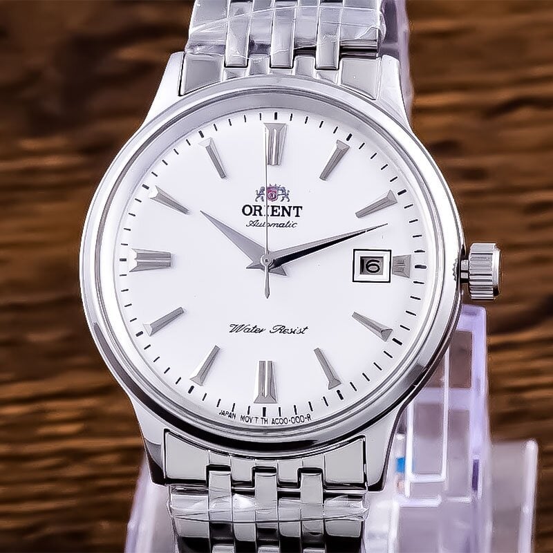 Férfi mechanikus karóra naptár funkcióval, japán Miyota Citizen mozgás, rozsdamentes acél tok és szíj, 50 m vízállóság