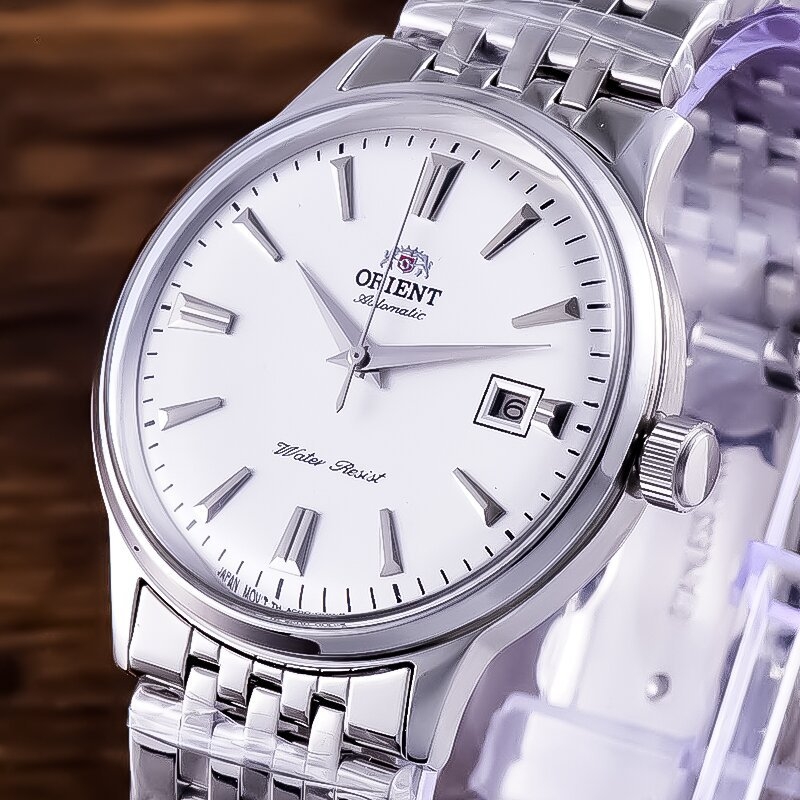 Férfi mechanikus karóra naptár funkcióval, japán Miyota Citizen mozgás, rozsdamentes acél tok és szíj, 50 m vízállóság