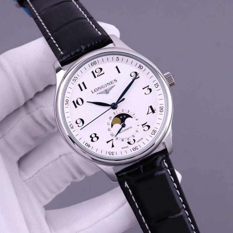 Holdfázisú mechanikus automata karóra – Klasszikus sorozat, rozsdamentes acél tok és karkötő, zafír kristály, átlátszó hátlappal, 10 m vízállóság