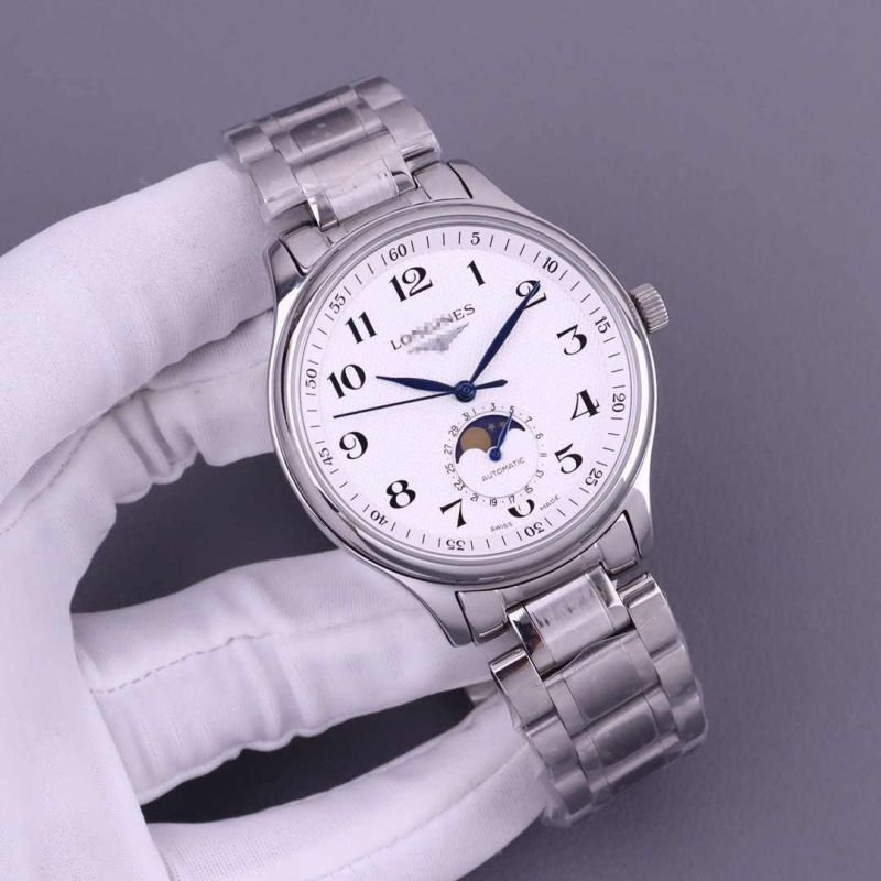 Holdfázisú mechanikus automata karóra – Klasszikus sorozat, rozsdamentes acél tok és karkötő, zafír kristály, átlátszó hátlappal, 10 m vízállóság