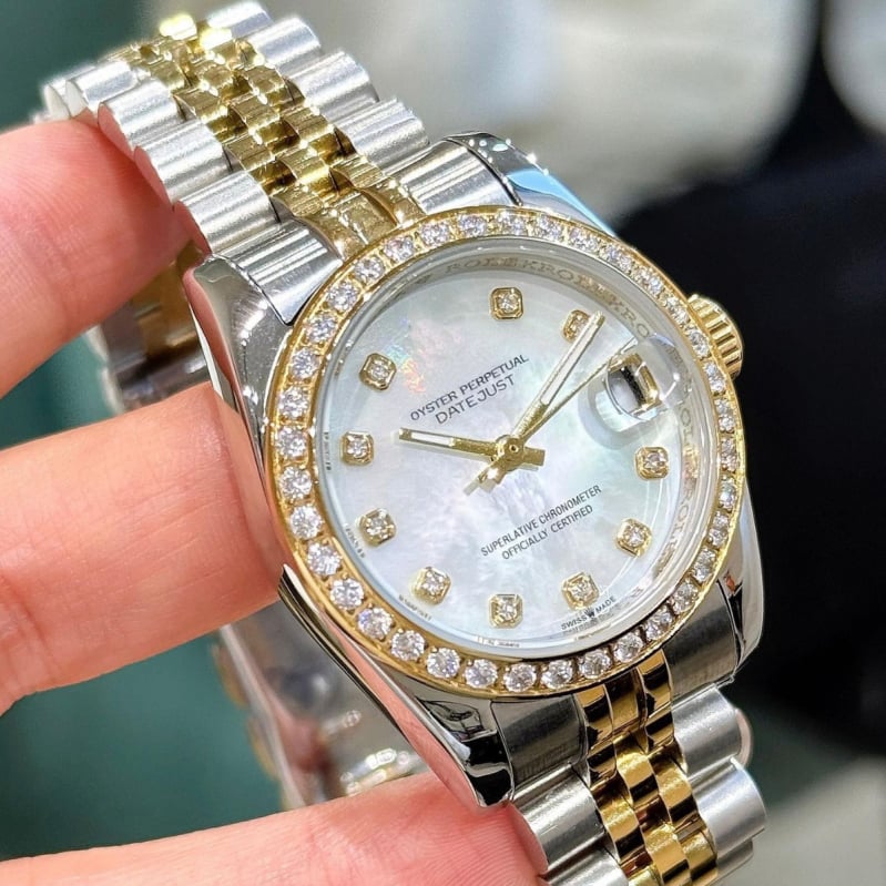 Ceas mecanic pentru femei Tiannuo, cu calendar, luminescent, safir cristal, carcasă și curea din oțel inoxidabil, rezistență la apă 30 m, mișcare 2813