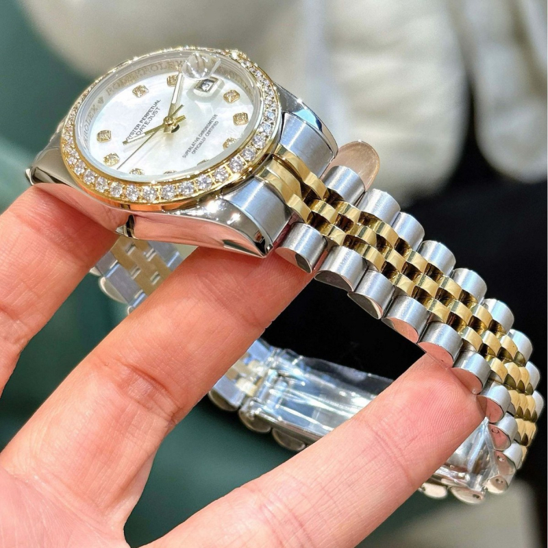 Ceas mecanic pentru femei Tiannuo, cu calendar, luminescent, safir cristal, carcasă și curea din oțel inoxidabil, rezistență la apă 30 m, mișcare 2813