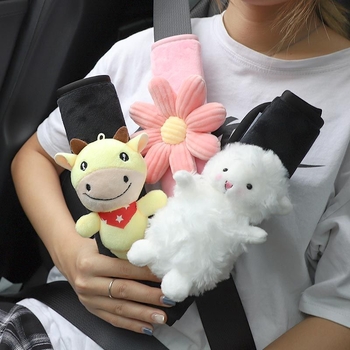 Tirika husă pluș pentru Curea de Siguranță auto – desen animat drăguț, protecție pentru interiorul mașinii