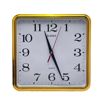 Ceas de perete pătrat, stil minimalist, mișcare jump-second, alimentare baterie, Mulberry 5168, carcasă din plastic cu fațadă din sticlă, afișaj analog cu ace și cifre, pentru living