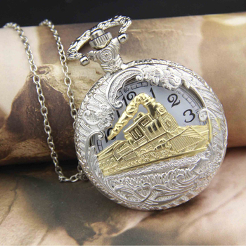 Ceas de buzunar cu stil antic, mecanism cuarț, rezistență la apă 10 m, coroană în formă de ceapă, geam din plexiglas