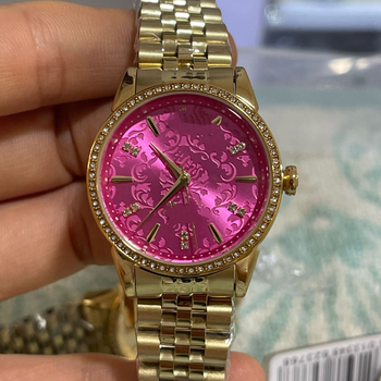 Ceas feminin cu diamante și cuarț, Mișcare elvețiană, carcasă și curea din oțel inoxidabil, cristal safir, funcție calendar