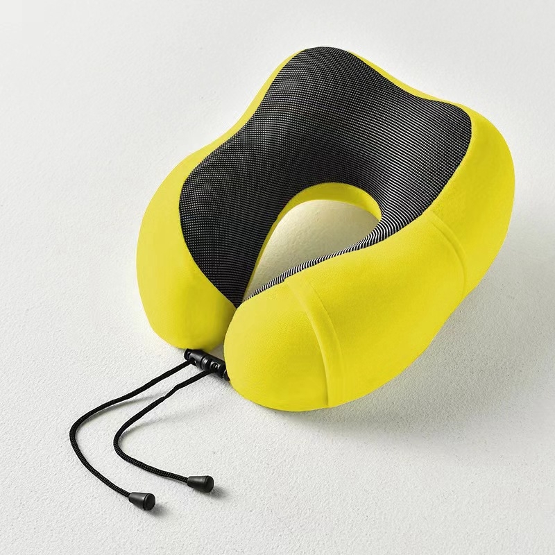 У-образна възглавница за шия с паметна пяна, обвивка от кристален велур, модерен минималистичен стил, за възрастни