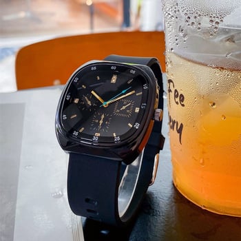 Ceas unisex cu curea din silicon, mecanism cuarț, cadran mare, stil sport casual