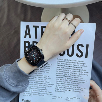 Ceas unisex cu curea din silicon, mecanism cuarț, cadran mare, stil sport casual