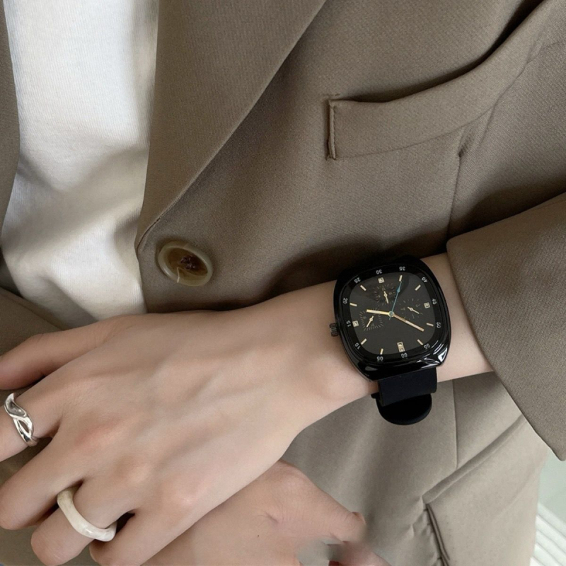 Ceas unisex cu curea din silicon, mecanism cuarț, cadran mare, stil sport casual