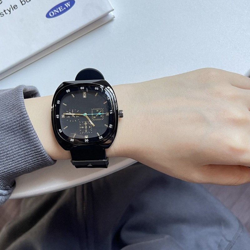 Ceas unisex cu curea din silicon, mecanism cuarț, cadran mare, stil sport casual