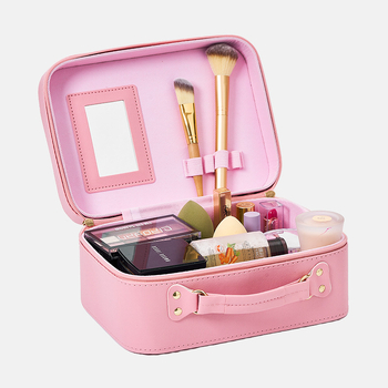 PU козметичен калъф с разширителен слой, отваряне с цип, универсални колела, тегло 0,5 кг