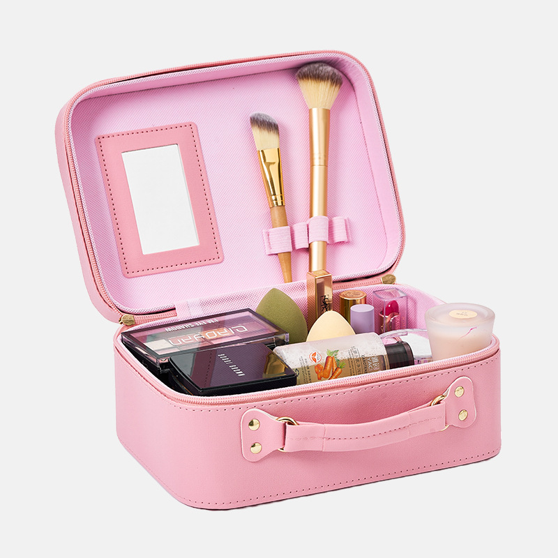 PU козметичен калъф с разширителен слой, отваряне с цип, универсални колела, тегло 0,5 кг