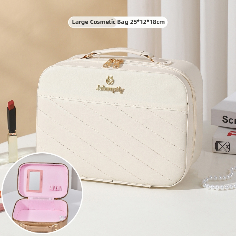 PU козметичен калъф с разширителен слой, отваряне с цип, универсални колела, тегло 0,5 кг