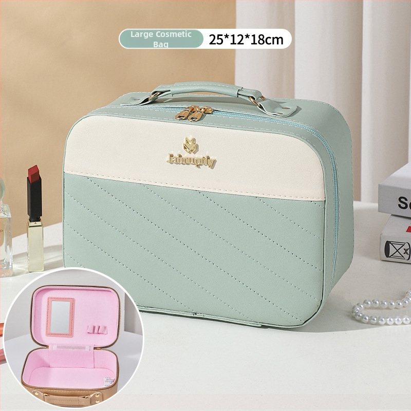 PU козметичен калъф с разширителен слой, отваряне с цип, универсални колела, тегло 0,5 кг