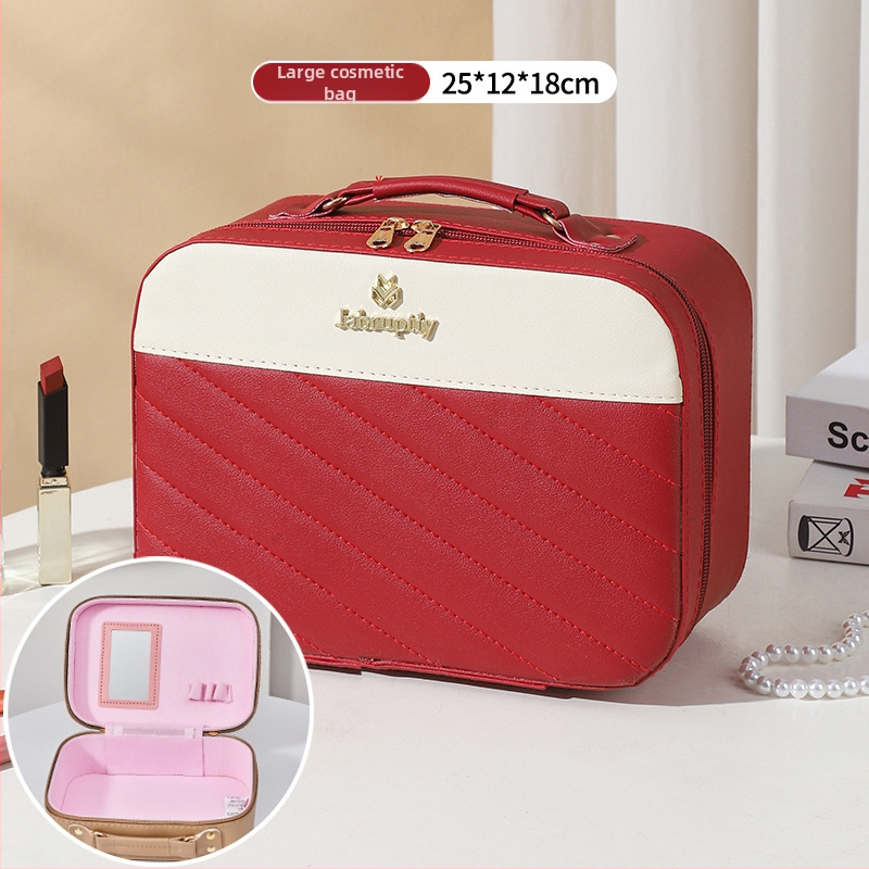 PU козметичен калъф с разширителен слой, отваряне с цип, универсални колела, тегло 0,5 кг