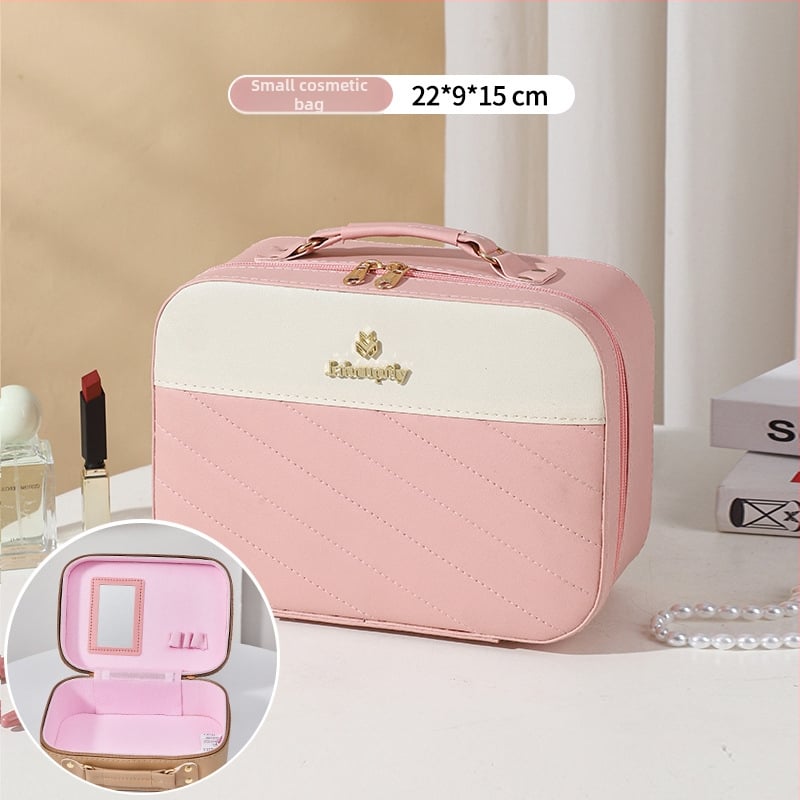 PU козметичен калъф с разширителен слой, отваряне с цип, универсални колела, тегло 0,5 кг