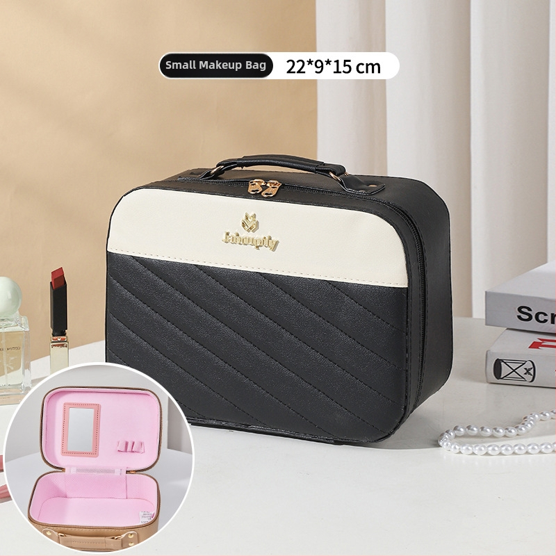 PU козметичен калъф с разширителен слой, отваряне с цип, универсални колела, тегло 0,5 кг