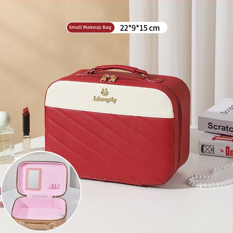 PU козметичен калъф с разширителен слой, отваряне с цип, универсални колела, тегло 0,5 кг