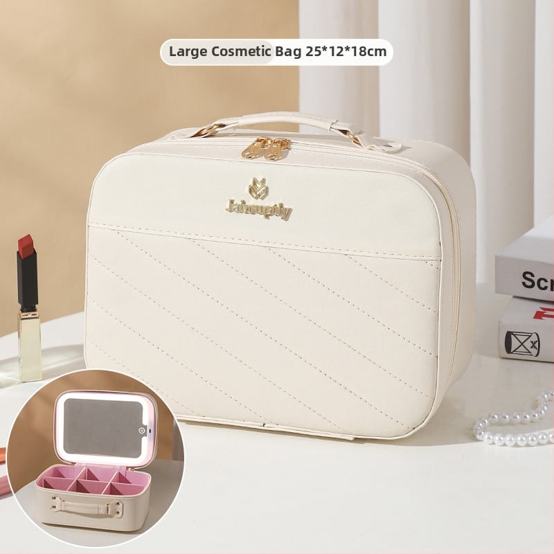 PU козметичен калъф с разширителен слой, отваряне с цип, универсални колела, тегло 0,5 кг