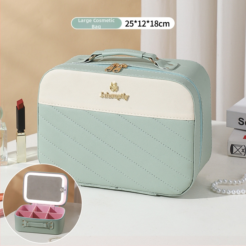 PU козметичен калъф с разширителен слой, отваряне с цип, универсални колела, тегло 0,5 кг