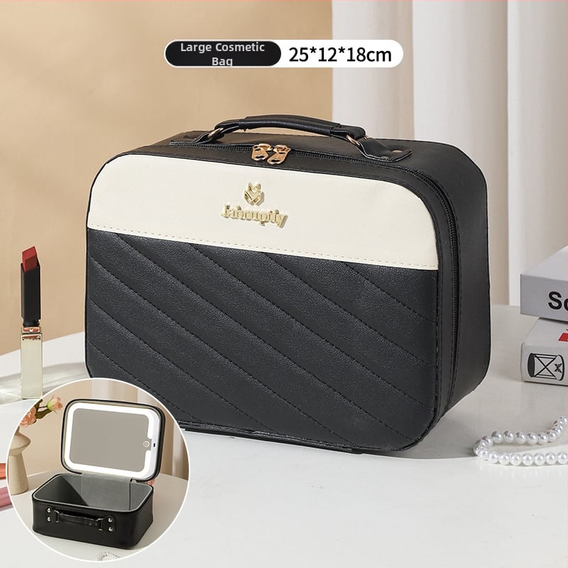 PU козметичен калъф с разширителен слой, отваряне с цип, универсални колела, тегло 0,5 кг