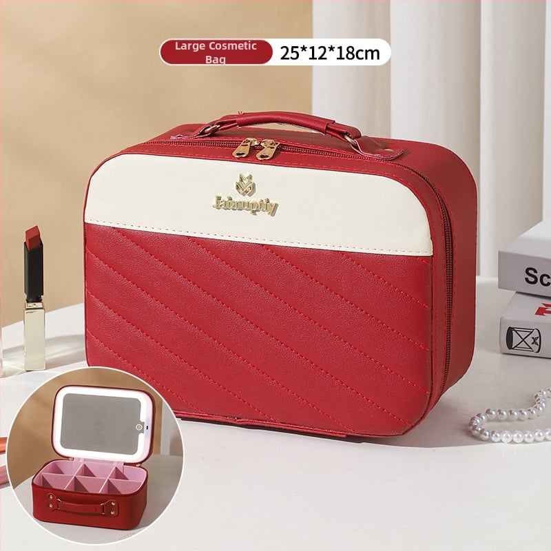 PU козметичен калъф с разширителен слой, отваряне с цип, универсални колела, тегло 0,5 кг