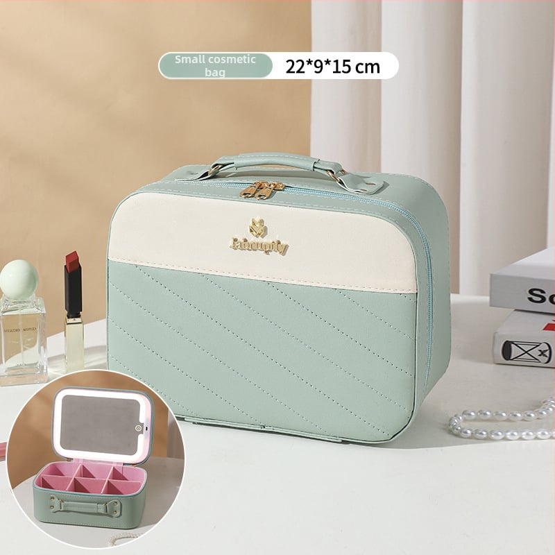 PU козметичен калъф с разширителен слой, отваряне с цип, универсални колела, тегло 0,5 кг