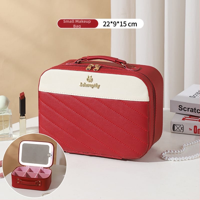 PU козметичен калъф с разширителен слой, отваряне с цип, универсални колела, тегло 0,5 кг