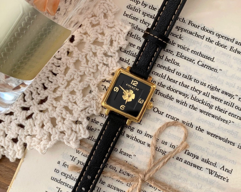 Ceas quartz pentru femei cu cadran pătrat, carcasă și brățară din oțel inoxidabil, mișcare Swiss ETA, rezistență la apă 30 m