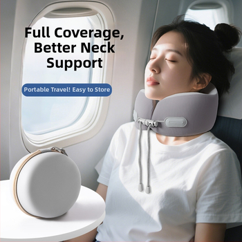 У-образена възглавница за шия от паметна пяна за пътуване, преносима, Ice Silk плат, модерен минималистичен стил, персонализирано лого