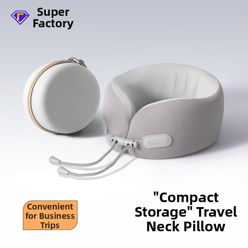 У-образена възглавница за шия от паметна пяна за пътуване, преносима, Ice Silk плат, модерен минималистичен стил, персонализирано лого