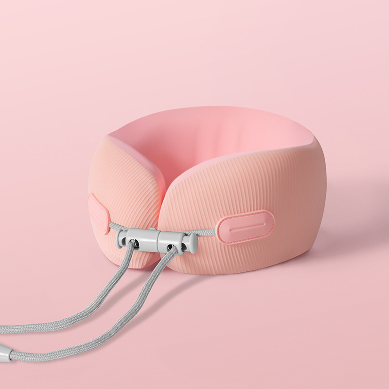 У-образена възглавница за шия от паметна пяна за пътуване, преносима, Ice Silk плат, модерен минималистичен стил, персонализирано лого