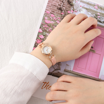 Ceas dama quartz cu mișcare SL68, curea din piele naturală, carcasă din aliaj, închidere cu cataramă cu pin