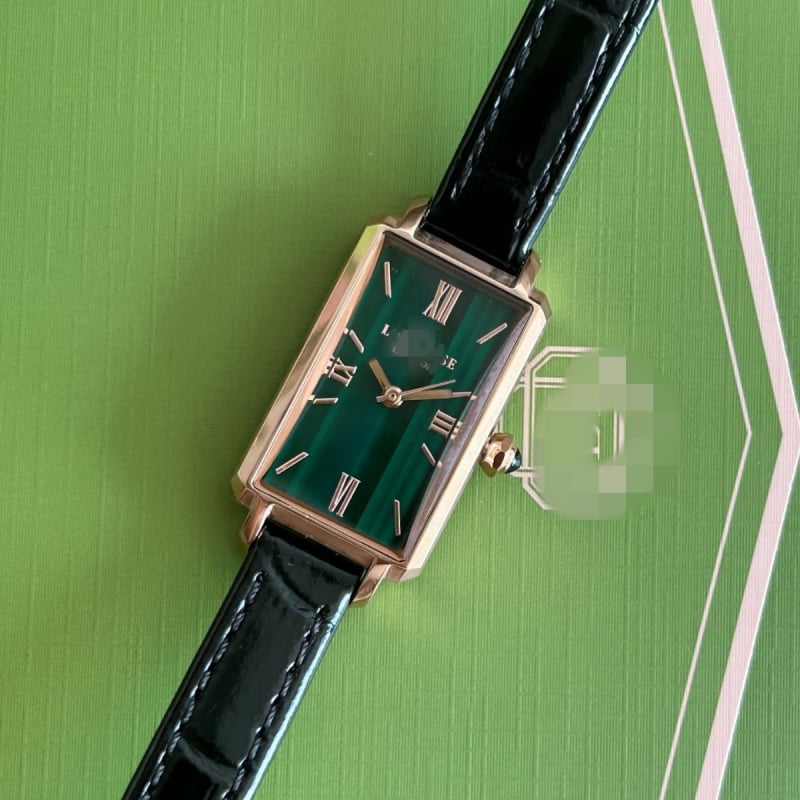 Ceas de damă cu cadran dreptunghiular și curea din piele naturală, model 51069, Miyota PC21 japonez quartz, sticlă minerală întărită, rezistență la apă 30 m