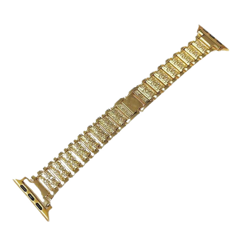 Brățară metalică cu diamante pentru ceasuri Apple, Samsung, Huawei și Xiaomi; interfață de 20 mm; cataramă cu buton; stil modern