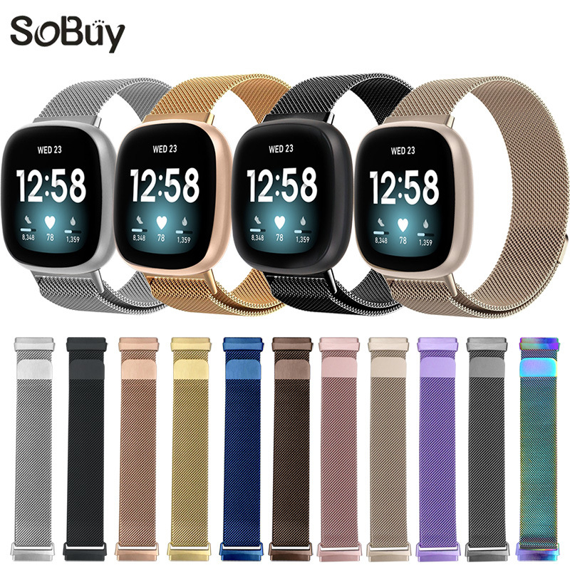 Brățară metalică pentru Fitbit Versa serie cu închidere magnetică, greutate 38g/32g, model 32741222550, lansată în 2018