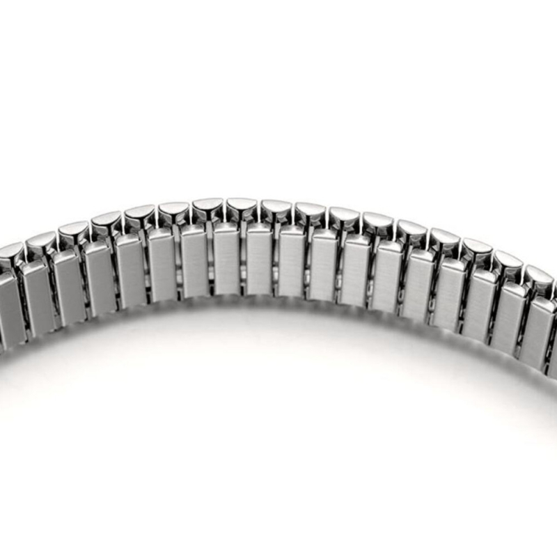 Brățară pentru ceas din oțel inoxidabil, elastică, telescopică (Pachet: 1 buc.; Etichetă privată licențiată)