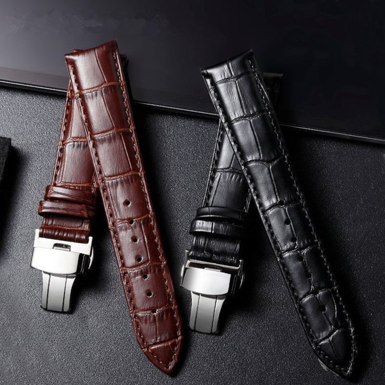 Кожена каишка за часовник от естествена кожа Beiji с двойна катарама-пеперуда, модел на бамбук, пролет 2024