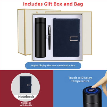 Set cadou termos cu notebook — infuzor de ceai, capacitate mare, interior din oțel inoxidabil 304, exterior din oțel inoxidabil 201, izolație în vid 6–12 ore